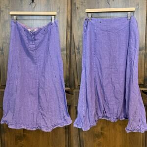 Cynthia Ashby Linen Maxi Skirt Lavender Lagenlook Boho Artsy EUC M
